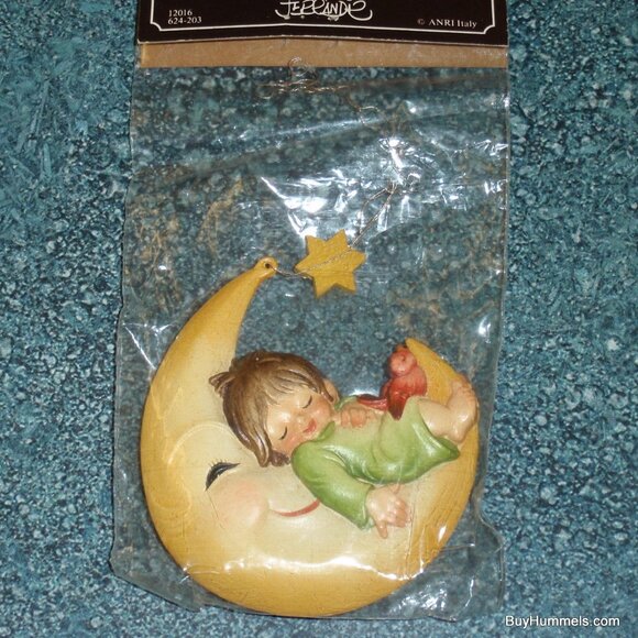 ANRI TORIART “Dreaming” Child Sleeping On Moon Christmas Ornament Made In Italy! - Picture 1 of 3
